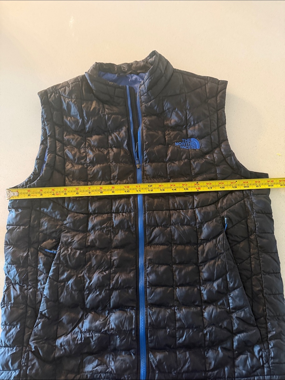 The North Face Black Quilted Vest Thermoball with Blue Accents - Picture 5 of 9